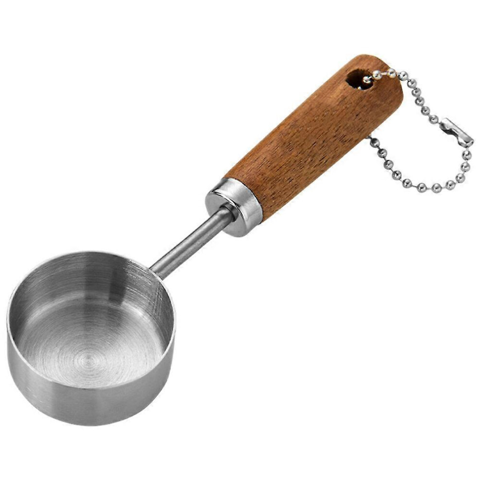Kricely (As Shown 1, One Size) Measure Spoon Refreshments Serving Wood Handle Spoon Snack Bowl Creative Stainless Steel Spoon