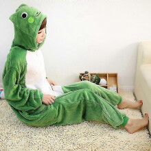 (L(Height 166-175CM), Slipper) Plush Animal Onesie Green Frog Cosplay Costume Unisex Adult One-piece Pajamas Flannel Homewear Sleepwear Jumpsuit For Women Men