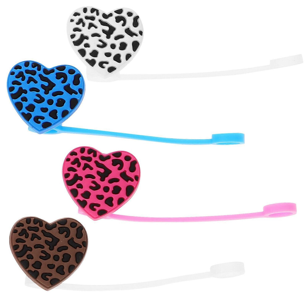 Kricely (As Show, One Size) 4Pcs Heart Shaped Straw Covers Drinking Straw Tips Lids Straw Protectors
