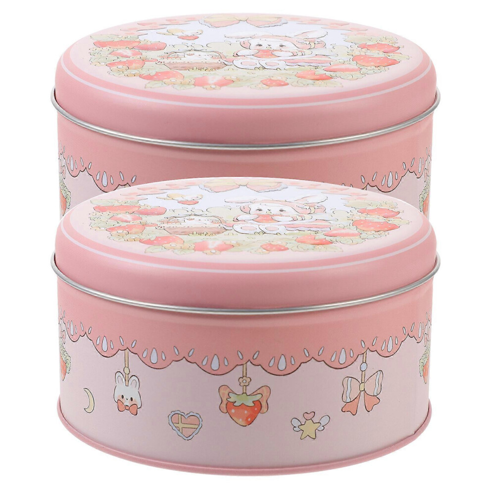 Kricely (As Show, One Size) 2Pcs Tinplate Cookie Box Candy Containers Biscuits Treat Box Chocolate Container