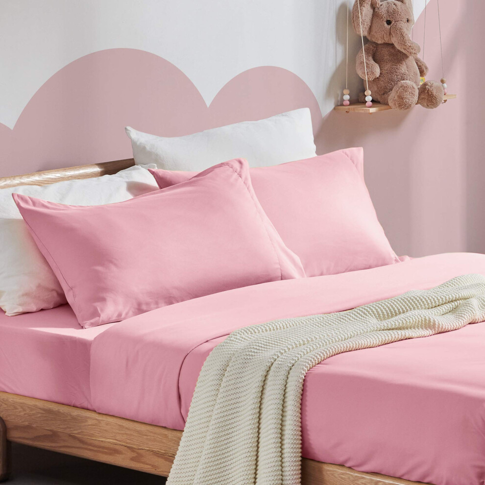 Parure de lit queen size pour enfants, 4 pi   ces, ultra douce et mignonne, avec drap plat, drap-housse et taie d'oreiller (rose ballet queen size)