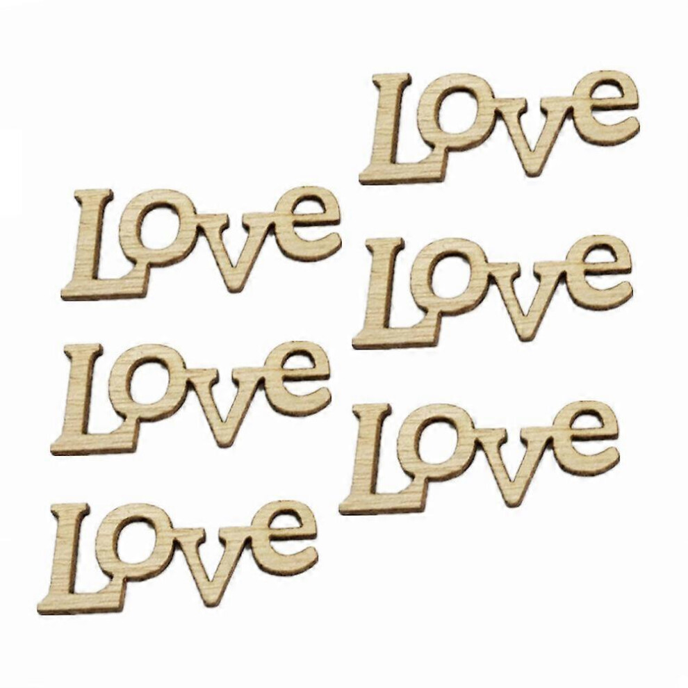 Kricely (As Show, One Size) 50Pcs Hollow Out Wooden Chips Love Letters Decorations Diy Handmade Ornaments Creative Gifts For Valentine