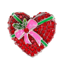(As show, One size) 1Pc Stylish Christmas Brooch Alloy Diamond Drop Bow Love Heart Brooch Cloth Accessory
