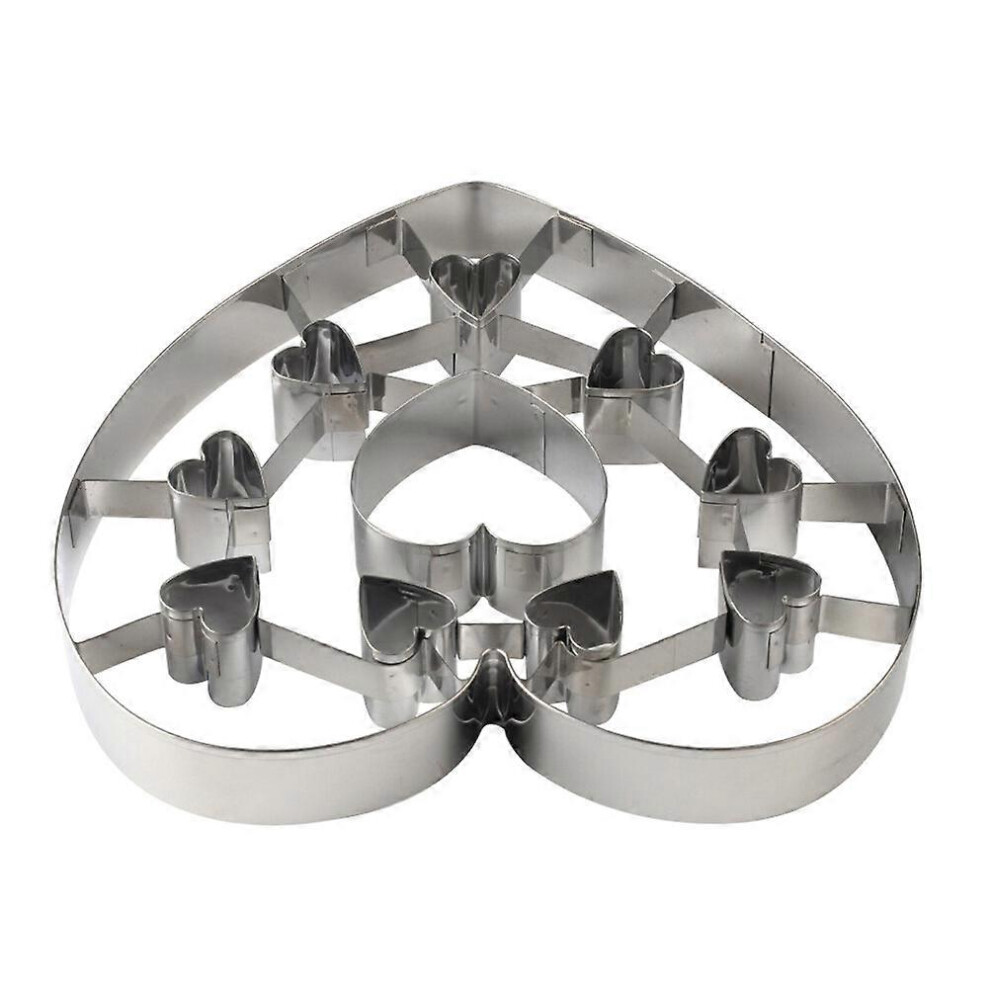 Kricely (As Show, One Size) Valentine's Day Diy Heart Shape Cookie Cutter Set Stainless Steel Biscuit Fruit Cake Molds Kitchen Baking Tools