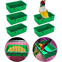 (As show, One size) LINJOU Upgraded 5 Pack Birds Cage Cup Holder Tray For Pet Parrot Cockatiel Budgie Cage Accessories