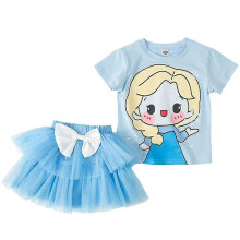 (4-5 Years, Royal Blue) Kids Girls Cartoon Cartoon Princess T-shirt Tulle Tutu Skirt Dress 2pcs/set Party Ball Outfits