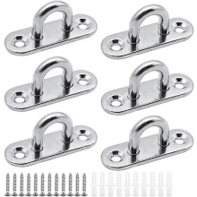 (As show, One size) LINJOU 6pcs Stainless Steel Cover Plate 5mm Heavy Duty Fixing Hooks for Wall Hooks etc