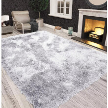 (120x170 cm (4ft x 5ft 8in), White.) Non Slip Shaggy Sparkle Living Room Carpet Rugs