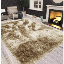 (160x230 cm (5ft 4in x 7ft 8in), Cream.) Non Slip Shaggy Sparkle Living Room Carpet Rugs