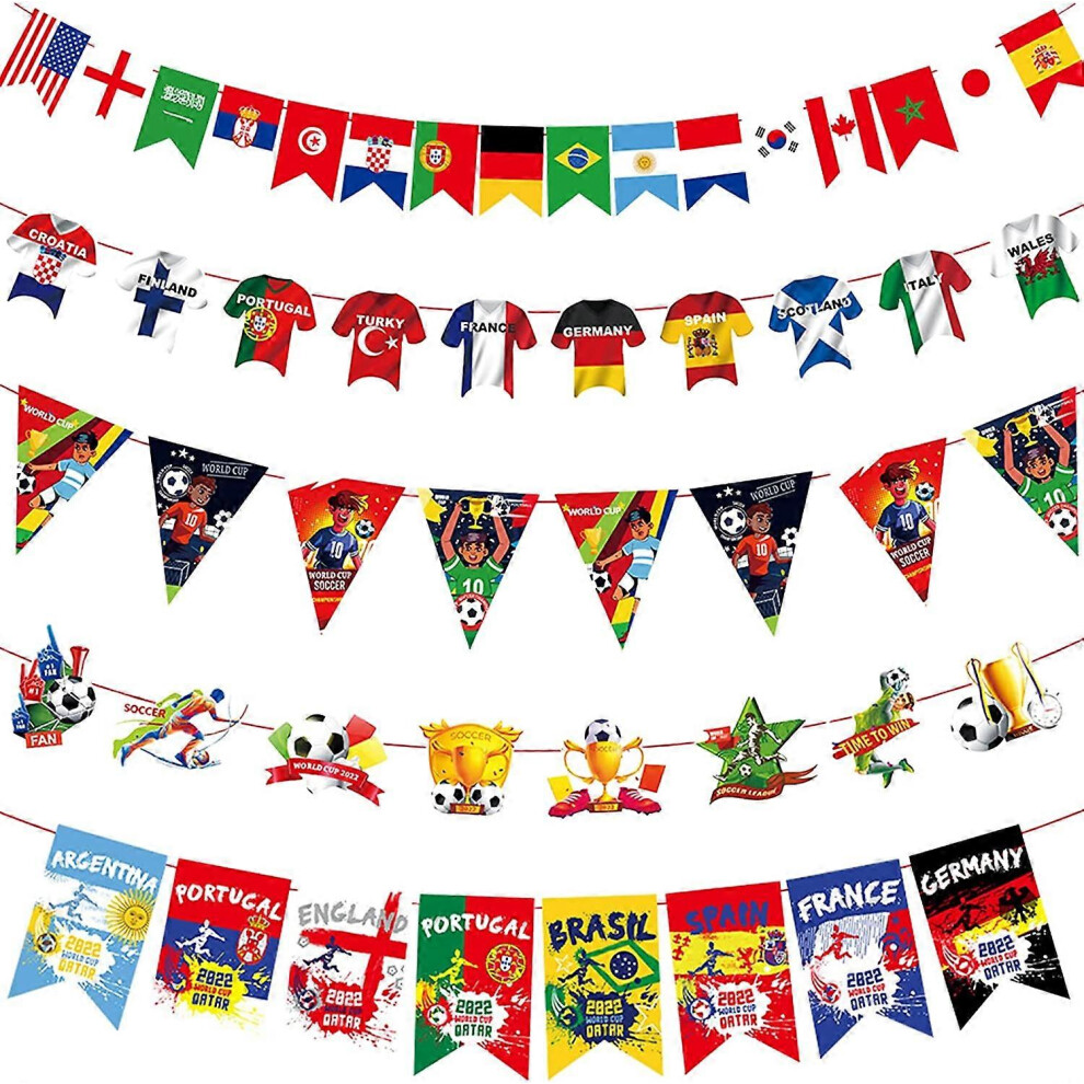 Konhill (As Show, One Size) 50Pcs World Cup 2022 Bunting Garland Flag Cards Soccer Party Decorations 2022 World Cup Flag