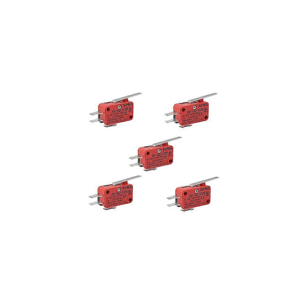 Kricely (As Show, One Size) 5Pcs Xv-152-1C25 Hinge Lever Type Miniature Micro Switch