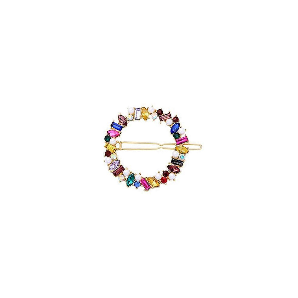 Konhill (As Show, One Size) Round Hollow Hair Clip Barrette Rhinestone Hairpin Hair Clip Barrette