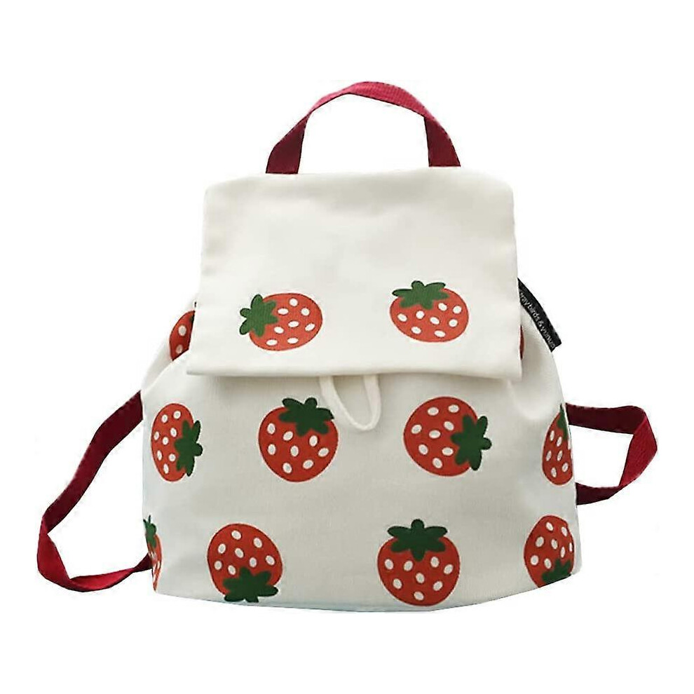 Konhill (As Show, One Size) Fashion Cute Strawberry Printed Backpacks For Girls Casual Mini Schoolbags For Kids (White)