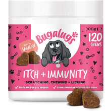 BUGALUGS Itch & Immunity Dog Treats for itchy dog skin, anti itch for dogs may help itchy paws, ears, eyes, stop scratching & licking