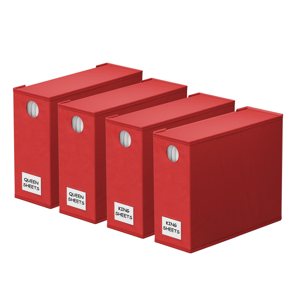 Spaceaid 4Er-Pack Bettlaken-Organizer Und -Aufbewahrung, Faltbarer Bettlaken-Organizer F R W Scheschrank, Bettlaken-Set, Ordnerhalter Mit Fenster-image