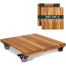 2pack Wood Plant Caddy avec roues robustes 264 lb Capacit 12 pouces ACACIA Plant de plante de bois dur