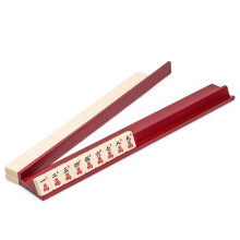 Yellow Mountain Imports Dark Camphor Wooden Mahjong Game Racks with Pushers  18 Inches - Set of 4 (Includes Magnetically Attached Mahjong Pushers)