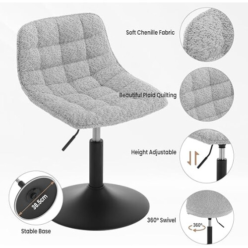 Dressing Table Chair, Height Adjustable Dressing Table Stool with Back 2