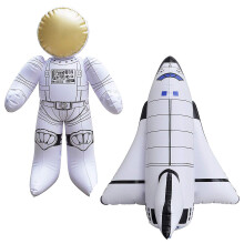 Aufblasbare Dekorationen und Spielzeuge zum Thema Astronomie und Weltraumforschung von Jet Creations, einschlie   lich Planet Erde, Mond, Astronaut