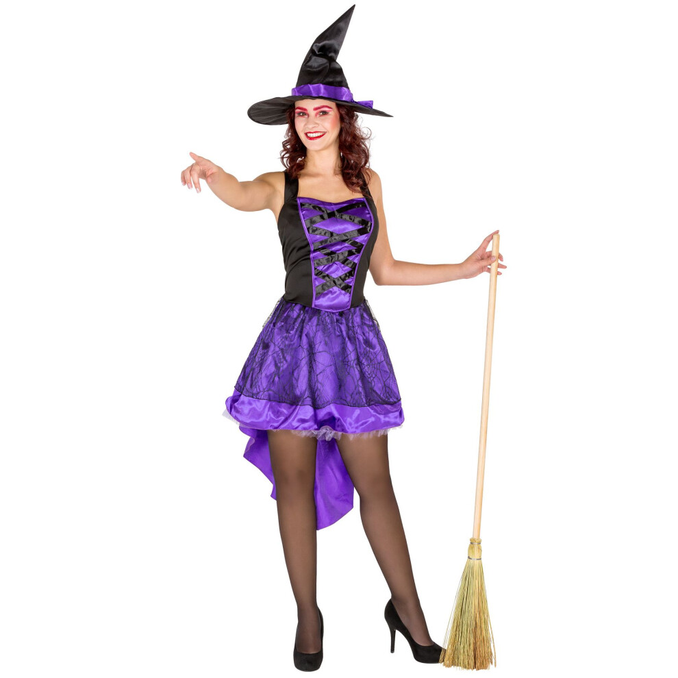 Dressforfun Unisex Purple (S) Goth Witch Costume | Women Adult Halloween Fancy Dress Outfit Sexy Hat