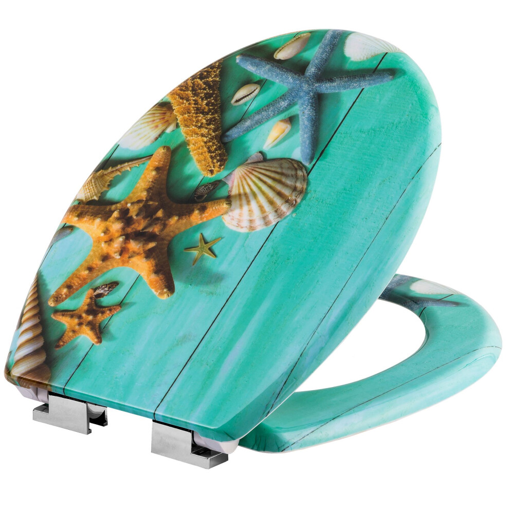 (starfish) Soft Close Toilet Seat Bathroom Oval Shape WC Heavy Duty Seats Anti Slam Durable