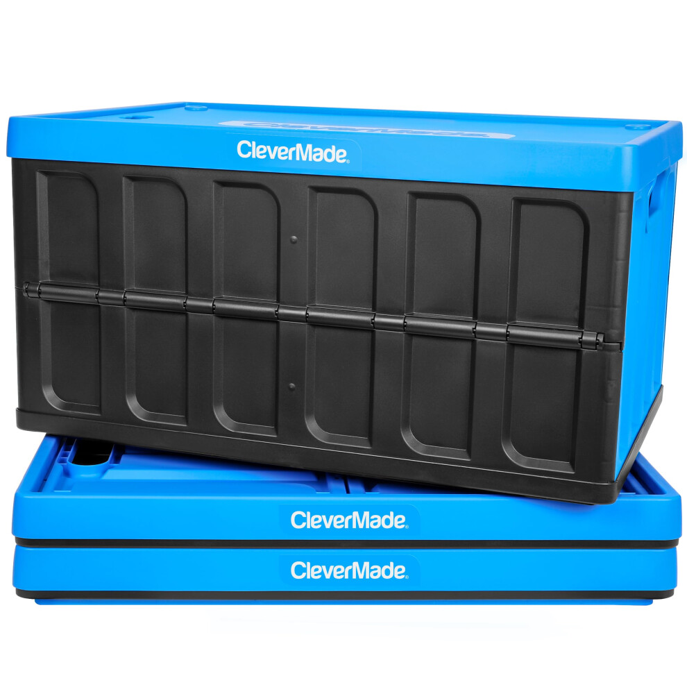 Bacs de rangement pliables CleverMade 46 L avec couvercles     Caisses utilitaires empilables et pliables en plastique     parois solides, lot de 3,