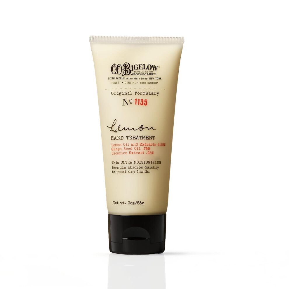 C.o. Bigelow Lemon Hand Treatment No 1135 - Hand Lotion For Dry Hands With Grape Seed Oil & Lemon Extract, Scented Lotion For Dry Skin, 3 Oz