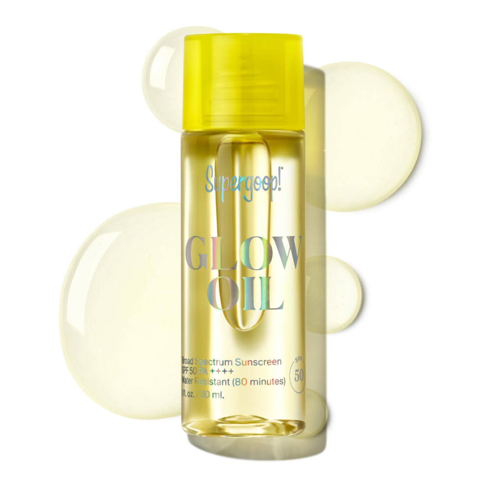 Supergoop! Glow Oil - 1 fl oz - SPF 50 PA++++ Vitamin E Body Oil + Broad Spectrum Sunscreen Protection - With Marigold  Meadowfoam & Grape Seed Extrac