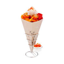 Restaurantware 2,5 x 5 Zoll Pommes-Frites-Stnder, 1 Frittierstnder  mit 1 Saucenhalter, splmaschinenfest, silberfarbener Kegelhalter aus Edelstah
