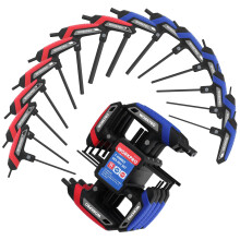 WORKPRO Conjunto de Chaves Allen T de 14 Peças, Métrico e SAE, Chaves Hexagonais Longas com Suporte para Reparação