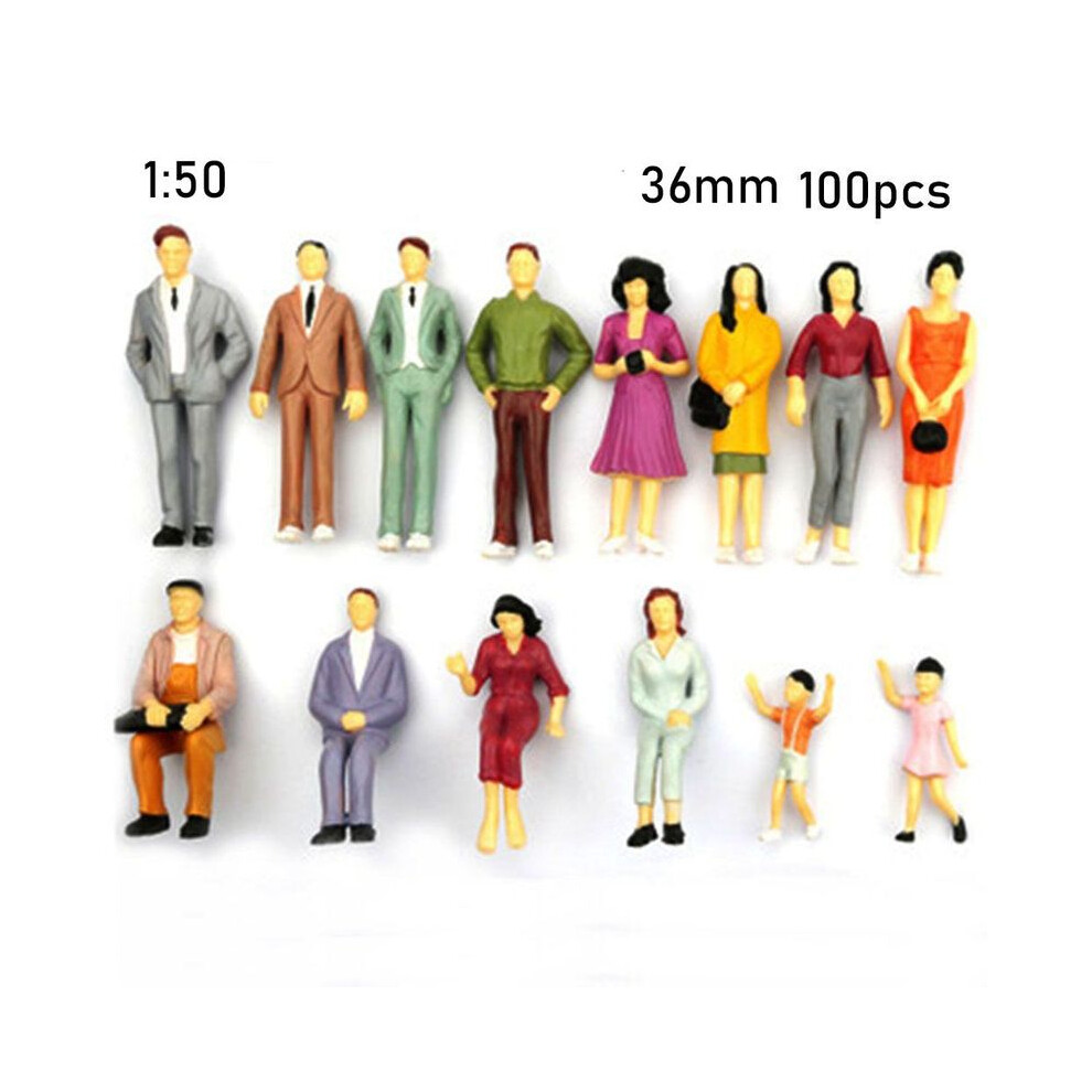Maxpower (36Mm) 100Pcs 1:100/1:150/1:75/1:50 Scale Plastic People Figures Model Building Passengers Diy Character Mixed