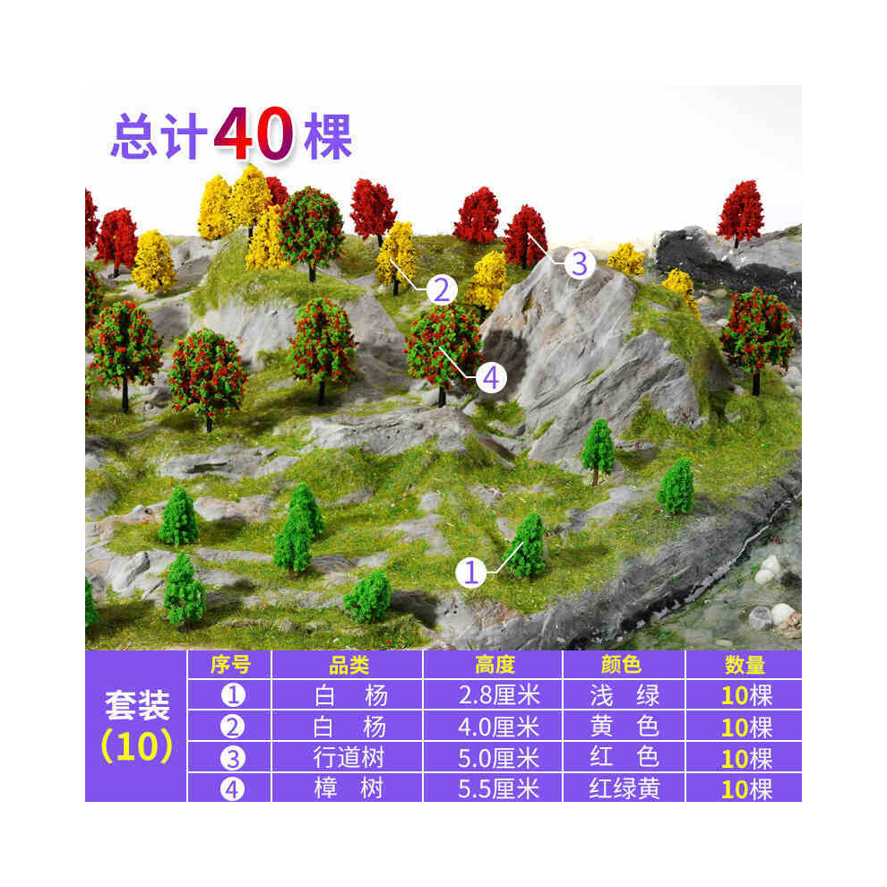 Maxpower (Set10 40Pcs) 20-100Pcs Model Trees Kit Train Artificial Miniature Tree Scenery Railroad Decoration Building Landscape