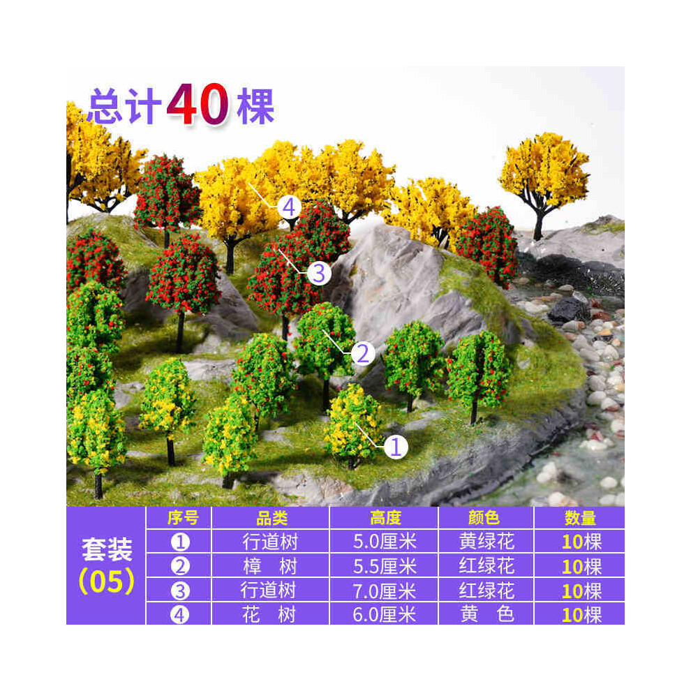 Maxpower (Set05 40Pcs) 20-100Pcs Model Trees Kit Train Artificial Miniature Tree Scenery Railroad Decoration Building Landscape