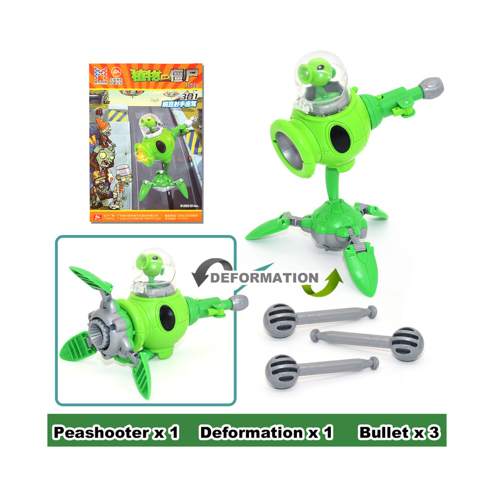 Maxpower (Peashooter) 3 In 1 Assembly Deformation Toys For Boys Robot Doll Pvz Plant Vs. Zombie Mecha Fighter Pvc Action Figure