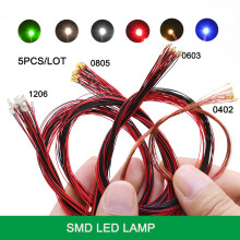 (0402 warm) DIY Micro SMD Led Lamp Wired Led Pre-soldered Micro Litz Wired Chip 20cm 3V Railway Model Scenes 5pcs/lot