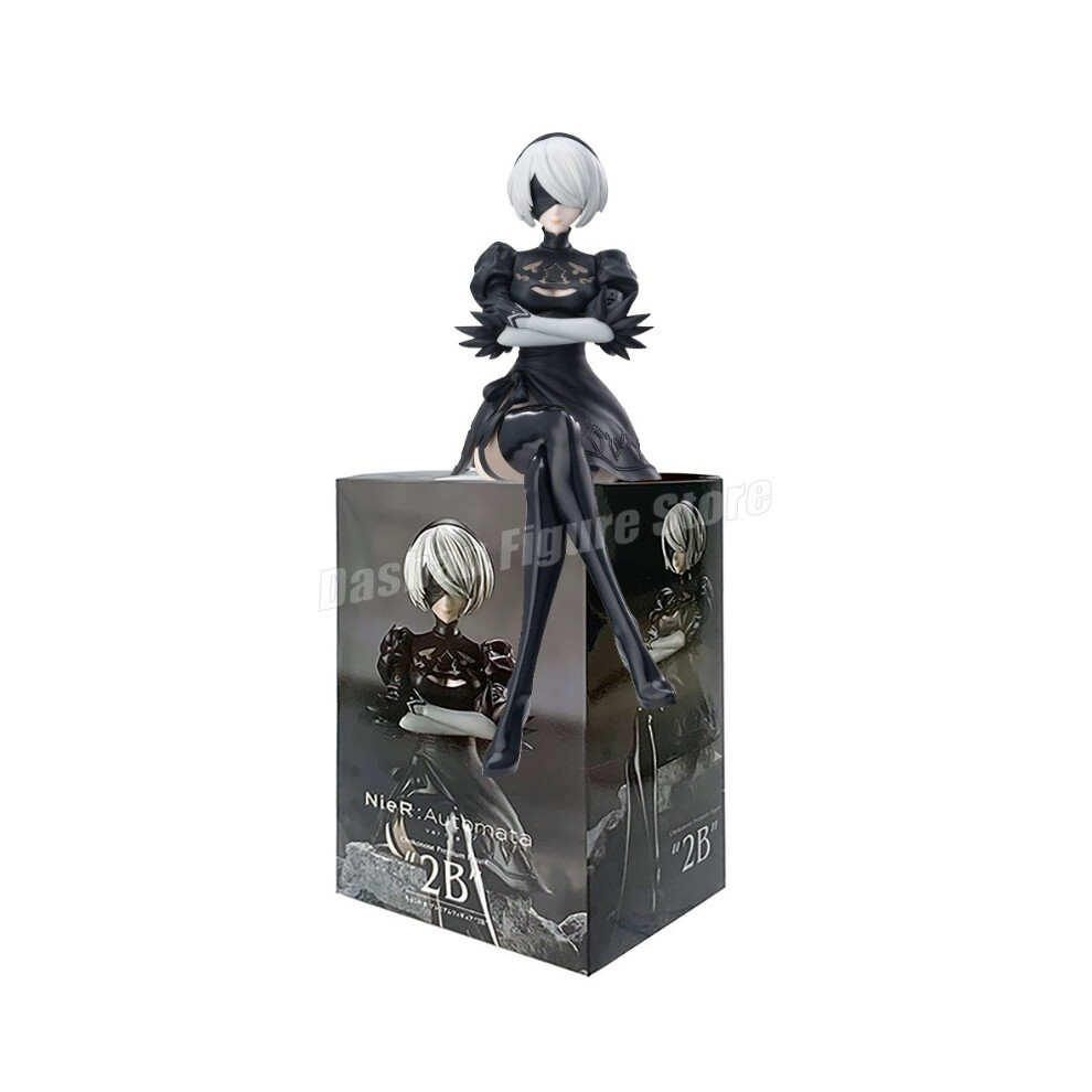 Maxpower (2B With Box 15Cm) Anime Nier:automata Yorha A No.2 Type B Action Figure Noodle Stopper 2B 9S Sitting Posture Figures Collection