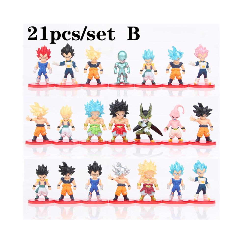 Maxpower (21Pcs B) Dragon Ball Action Figure Shf Super Saiyan Anime Figurine Movable And Modifiable Doll Model Collection