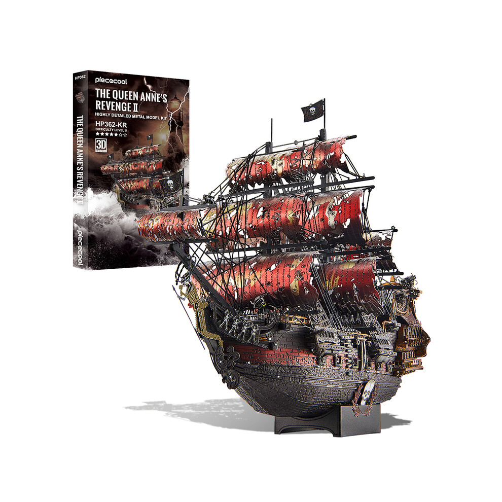 Maxpower Piececool 3D Puzzles The Queen Anne's Revenge Pirate Ship Metal Model Building Blocks 3D Boat Jigsaw