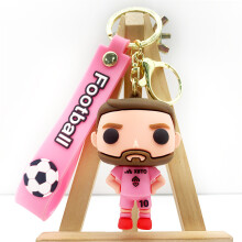 (pink) 3D Messi Keychain Decoration Ornaments Action Figure Collection Model Toy for Children Birthday Football