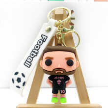 (black) 3D Messi Keychain Decoration Ornaments Action Figure Collection Model Toy for Children Birthday Football