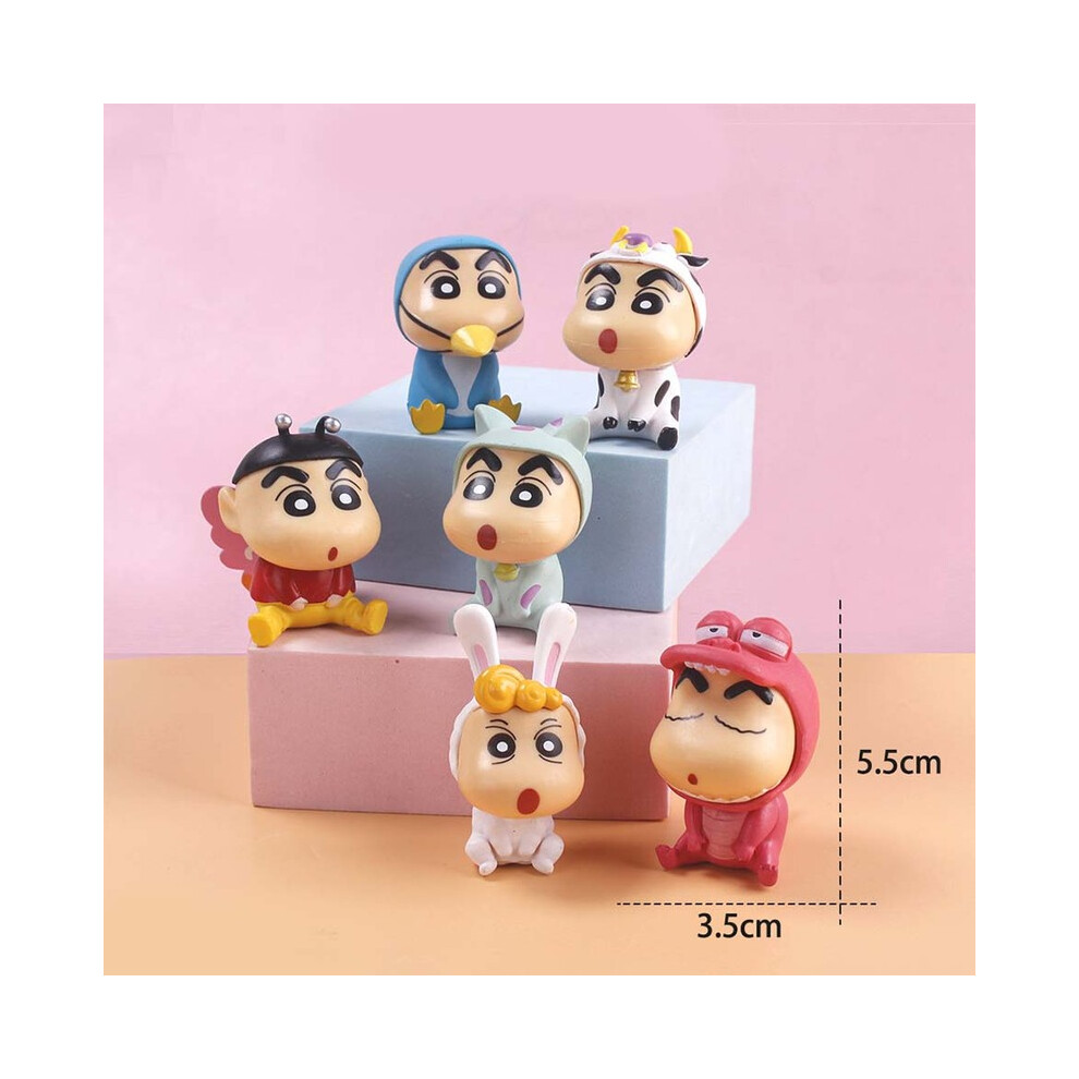 Maxpower (6Pcs) 6Pcs/Set Crayon Shin Chan Action Figure Cartoon Japanese Kawaii Figurines Collectibles Movie Peripheral