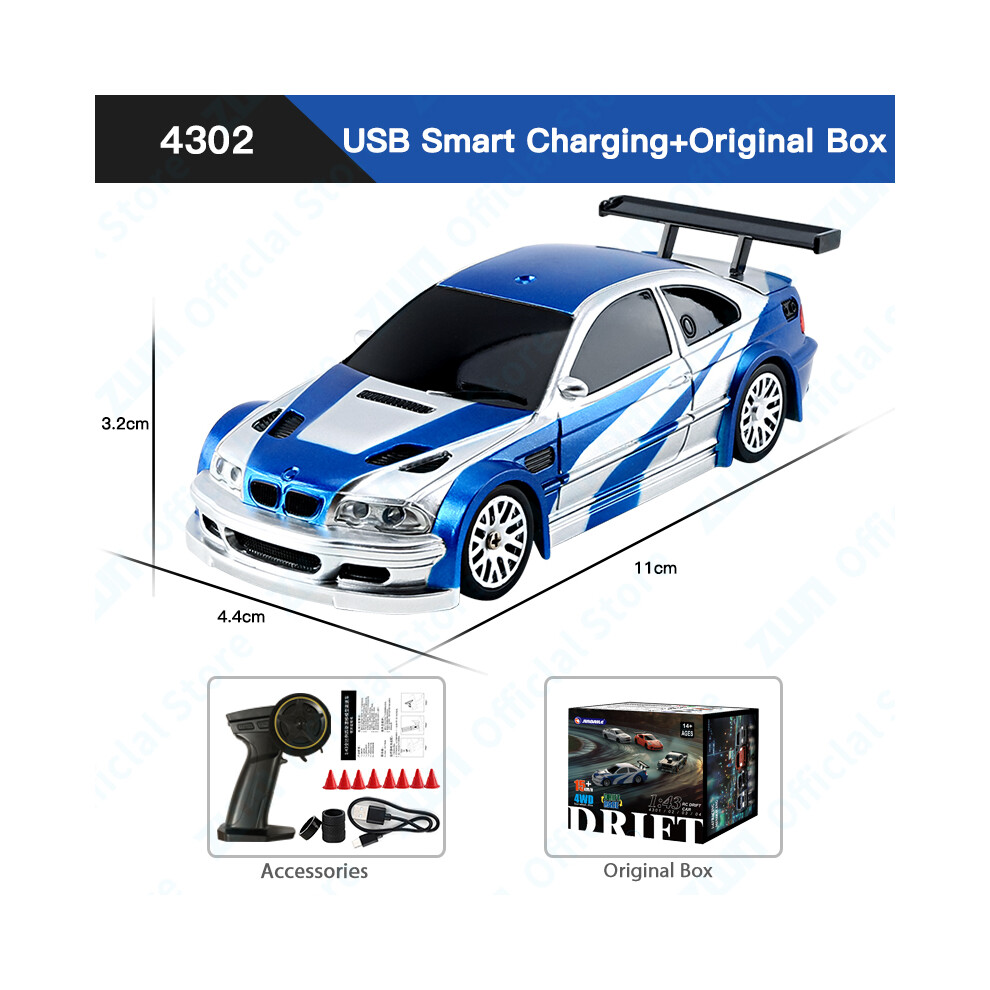 Maxpower (4302 Original Box) Zwn 1/43 2.4G Mini Rc Car 4Wd Radio Remote Control Drift Cars Professional Gtr Model High Speed Racing