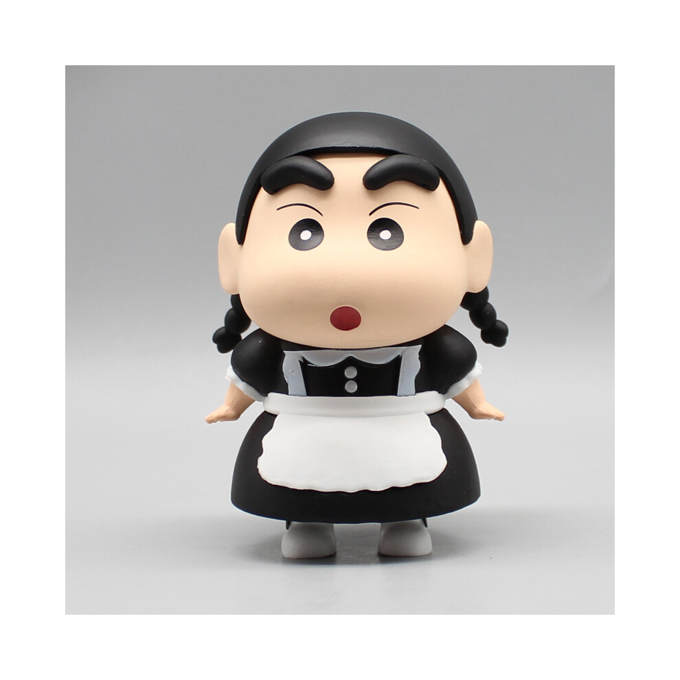 Maxpower (10Cm) 10Cm Crayon Shin Chan Anime Figure Gk Shin Chan Cos Maid Small Plait Kawaii Doll Desktop Decoration