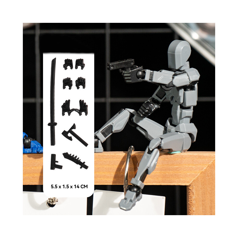 Maxpower (Gray, 14Cm) T13 Action Figure Titan 13 Action Figure Dummy Lucky 13 Action Figure 3D Printed Multi-Jointed Movable