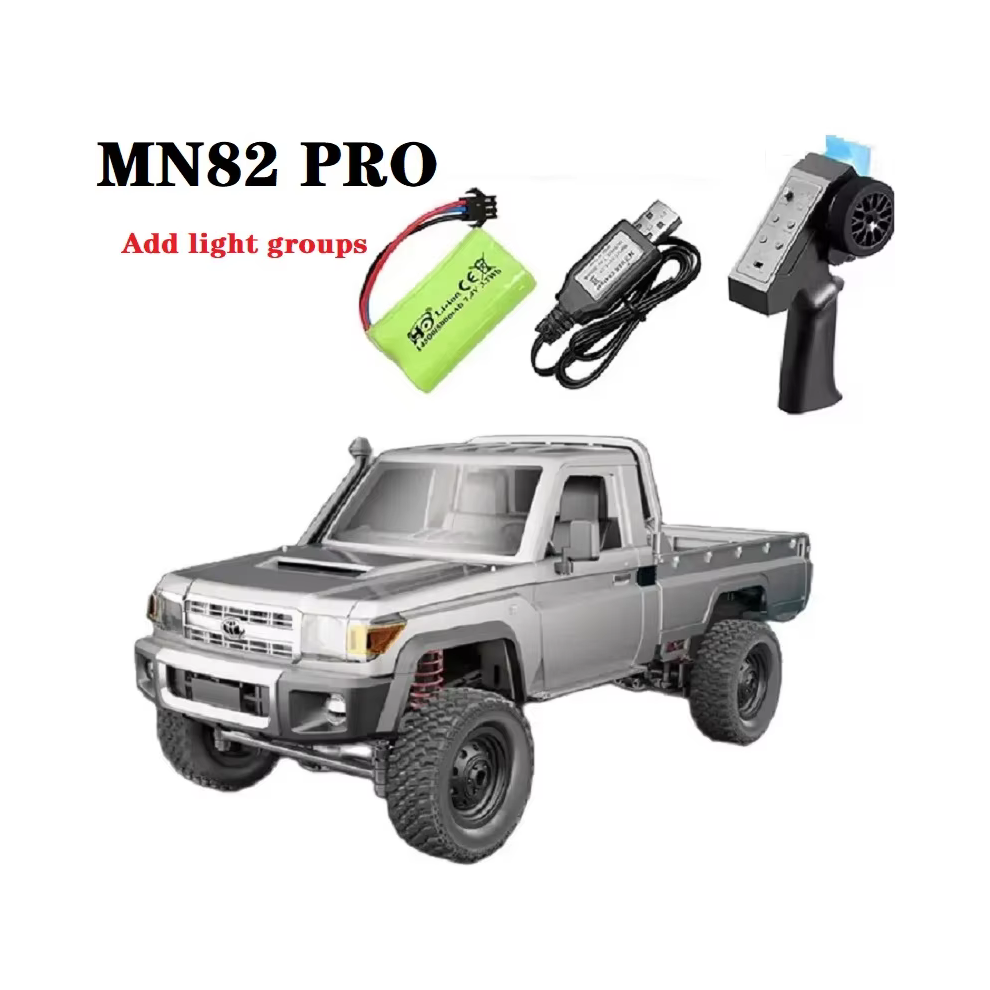 Maxpower (Mn82 Silvery) Full Scale Rc Car1:12 2.4G 4Wd Off-Road Crawler Car Pick Up Truckcontrollable Headlights Remote Control Yellow/Red