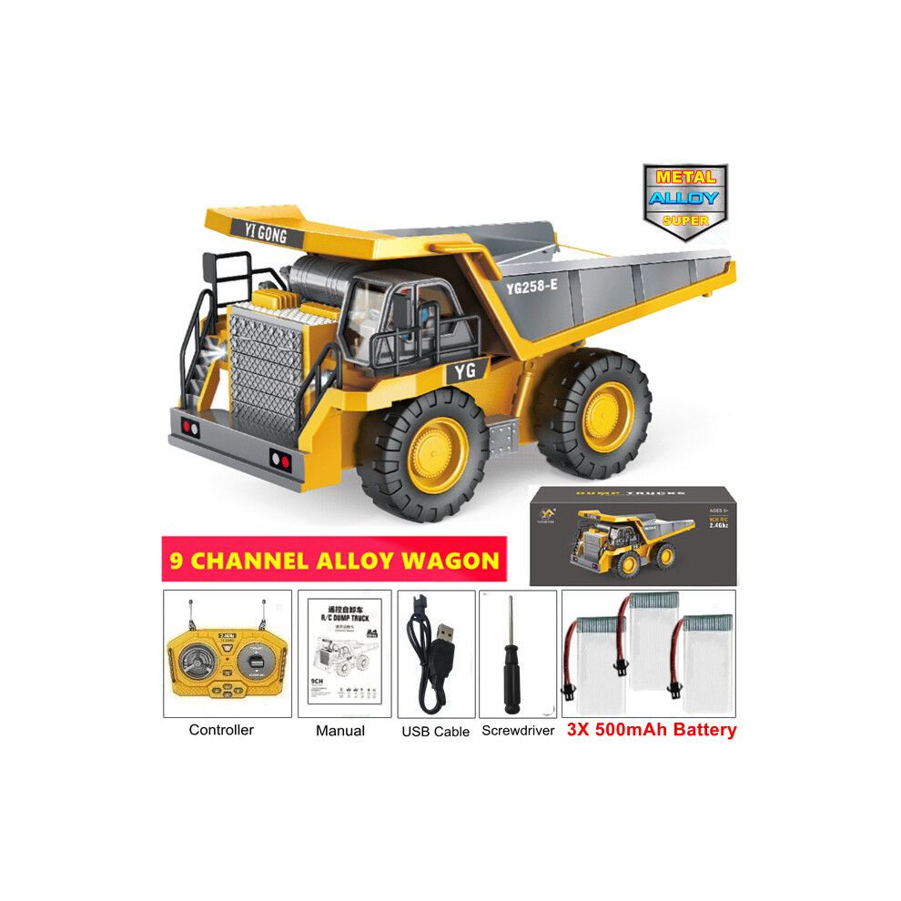 Maxpower (Dump Truck 3Battery) Rc Car Remote Control Excavator Crawler Tractor Bulldozer Engineering Dump Truck 2.4G Radio Construction
