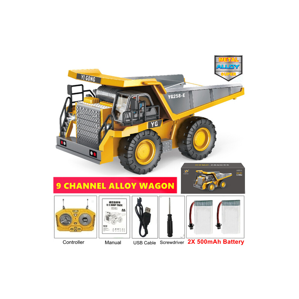 Maxpower (Dump Truck 2Battery) Rc Car Remote Control Excavator Crawler Tractor Bulldozer Engineering Dump Truck 2.4G Radio Construction