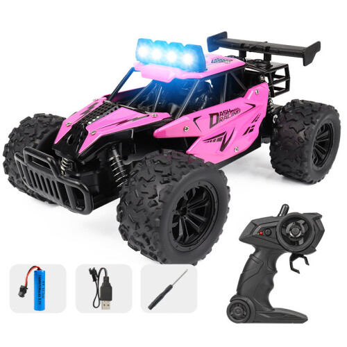 (Pink) 1:16 Remote Control Car Off Road Drift With LED High-Speed Rc Car Climbing Vehicle Trucks 2.4G Children