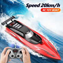 (Red-502) Remote Control Boat Electric Toy Charging 2.4G Remote Control Boat Double Spiral Pulp High-Speed Water