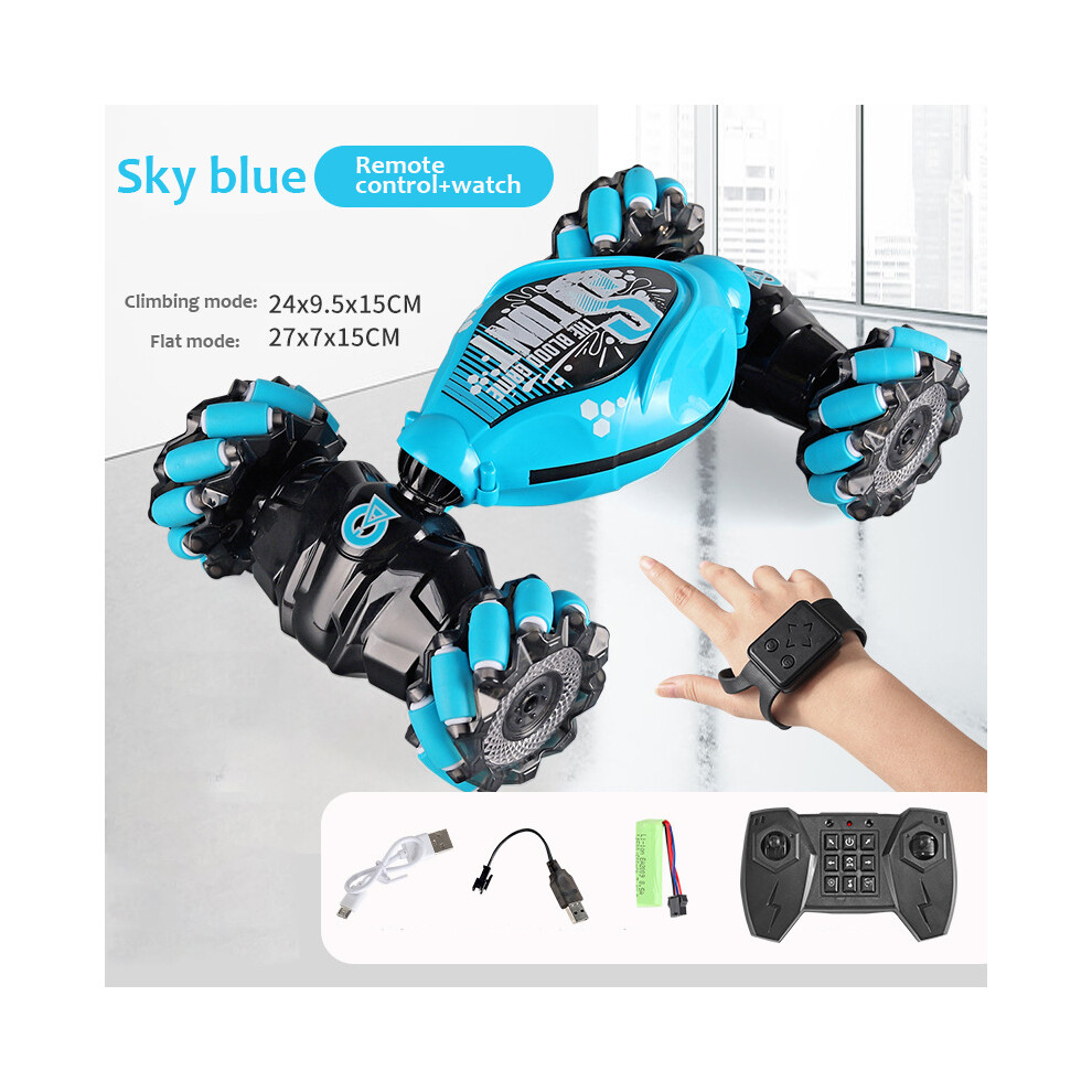 Maxpower () 4Wd 1:16 Stunt Rc Car With Led Gesture Induction Deformation Twist Climbing Radio Controlled Car Blue/Light